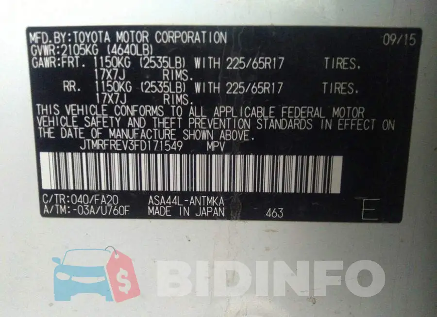 JTMRFREV3FD171549 Photo# 9