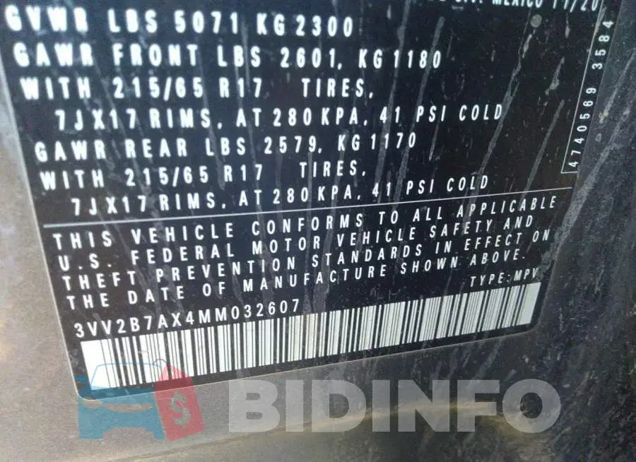 3VV2B7AX4MM032607 Photo# 9