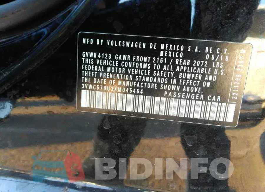 3VWC57BU3KM045454 Photo# 9