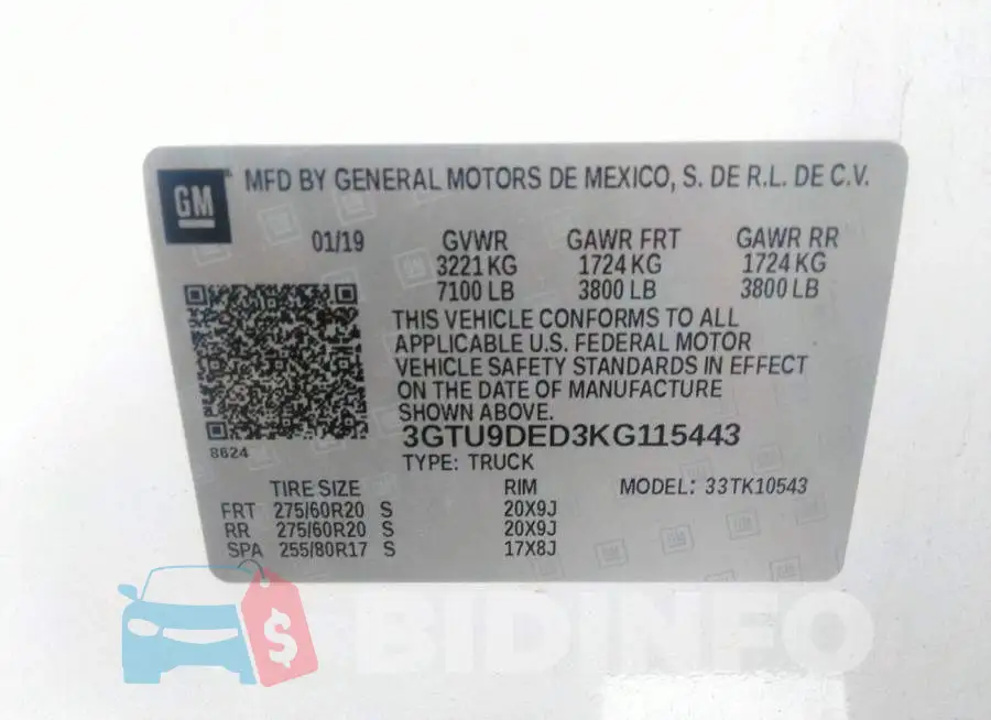 3GTU9DED3KG115443 Photo# 9
