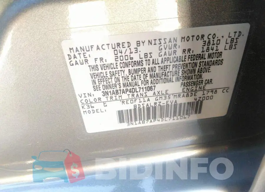 3N1AB7AP4DL711067 Photo# 9