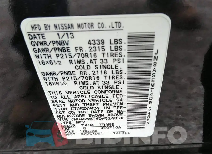 JN8AS5MT4DW524856 Photo# 9