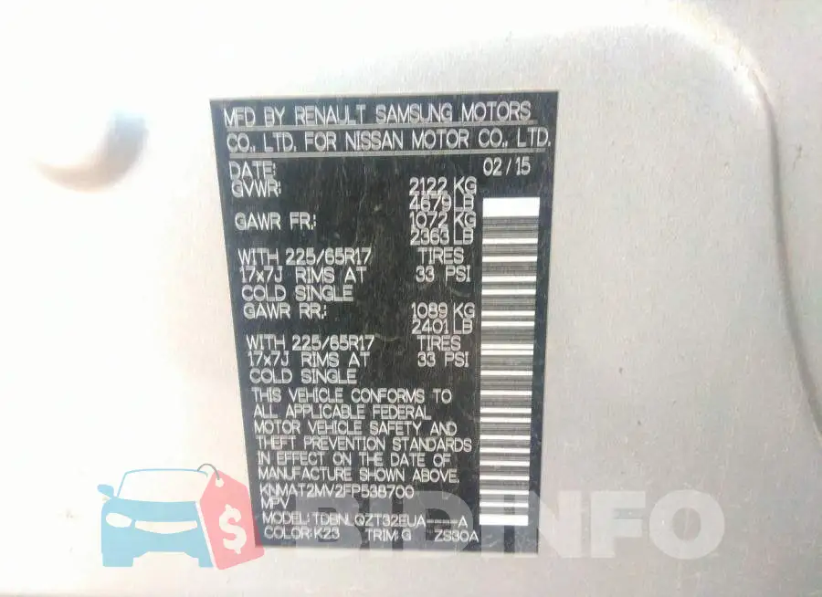 KNMAT2MV2FP538700 Photo# 9