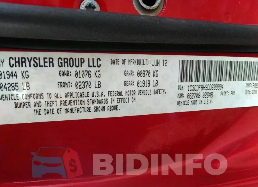 1C3CDFBH9DD699994 Photo# 9