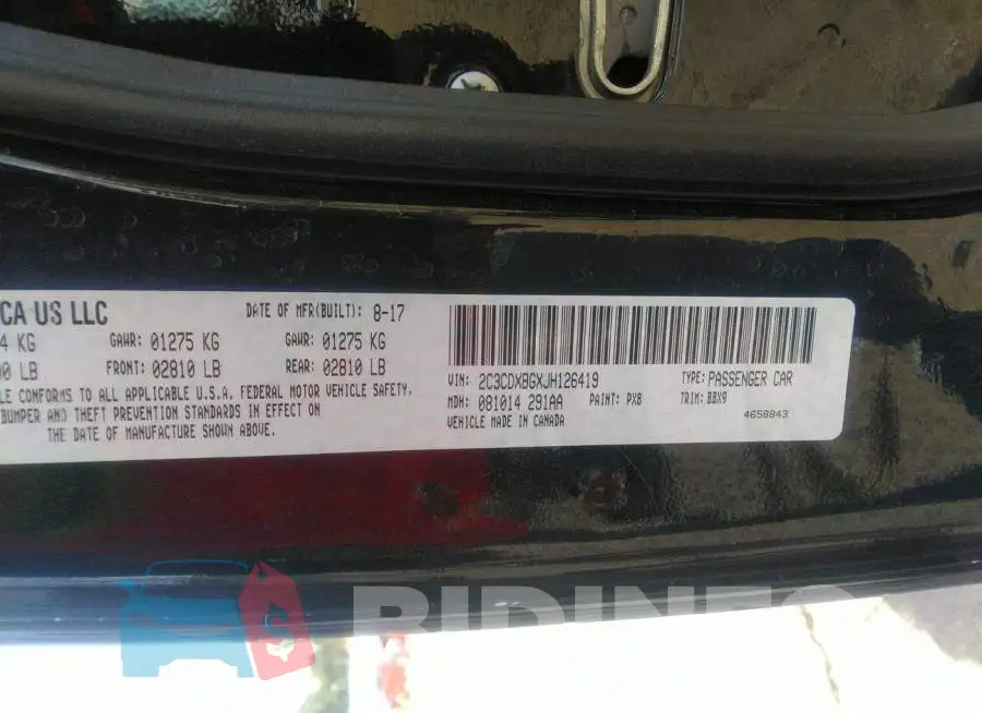 2C3CDXBGXJH126419 Photo# 9