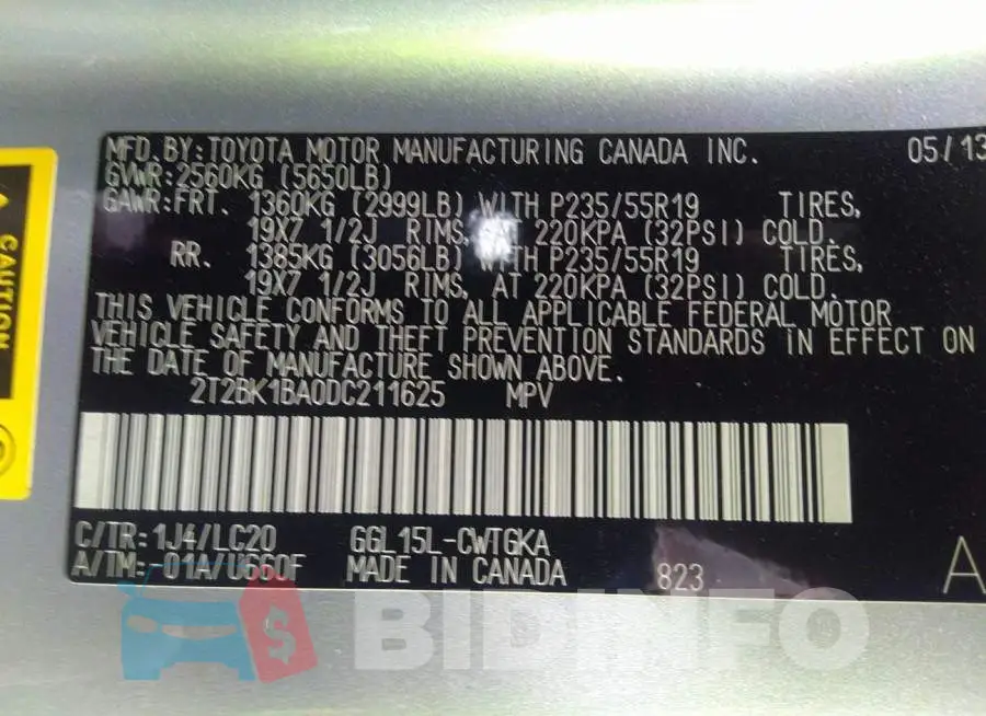 2T2BK1BA0DC211625 Photo# 9