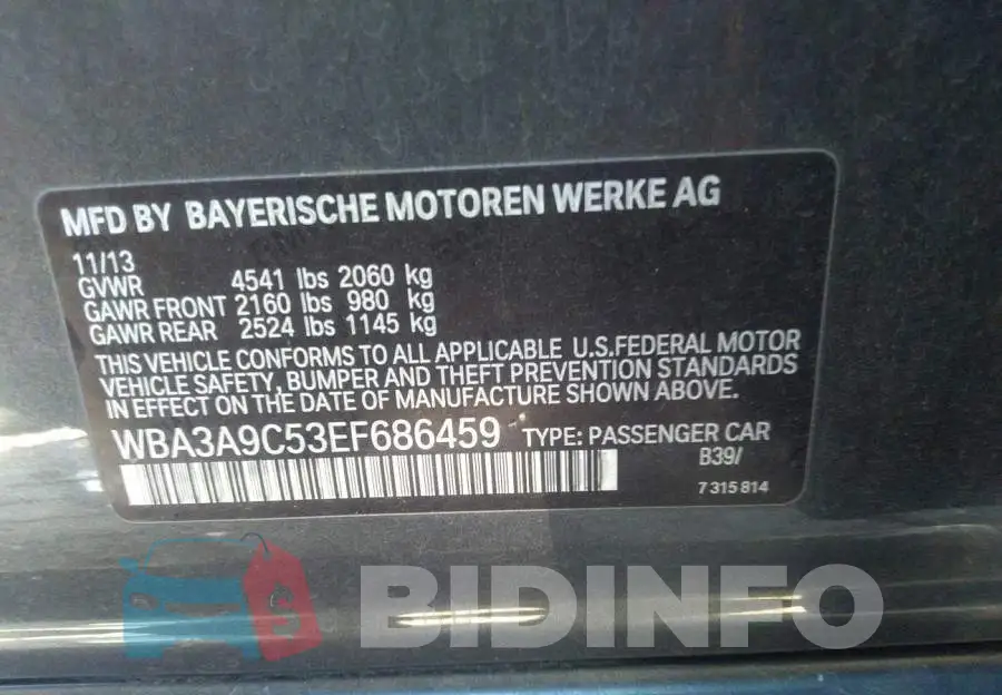 WBA3A9C53EF686459 Photo# 9