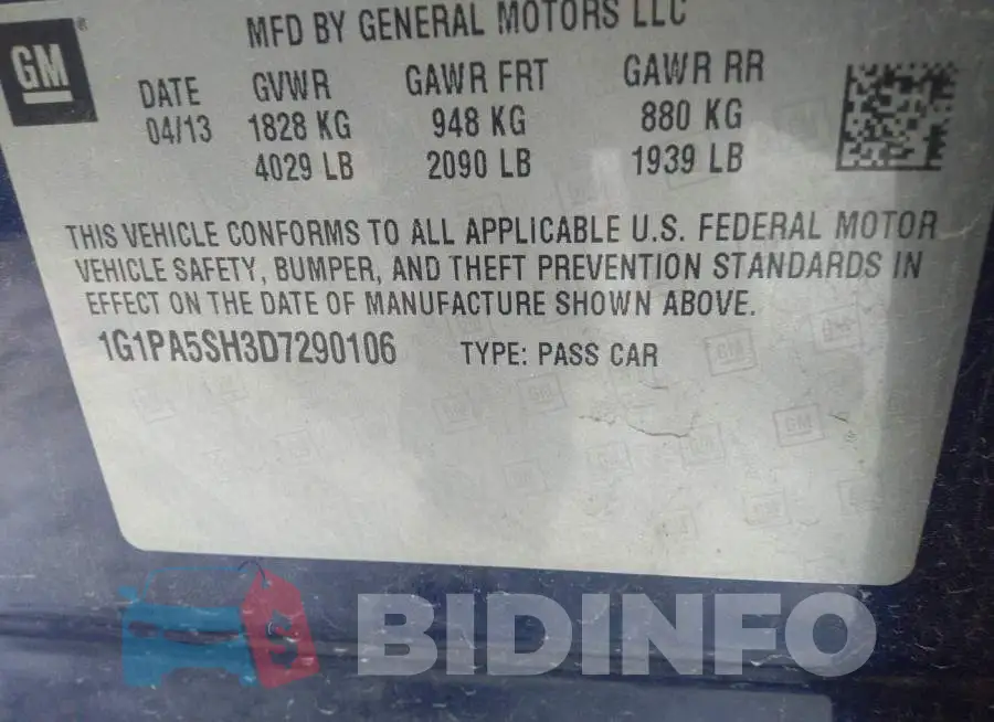 1G1PA5SH3D7290106 Photo# 9