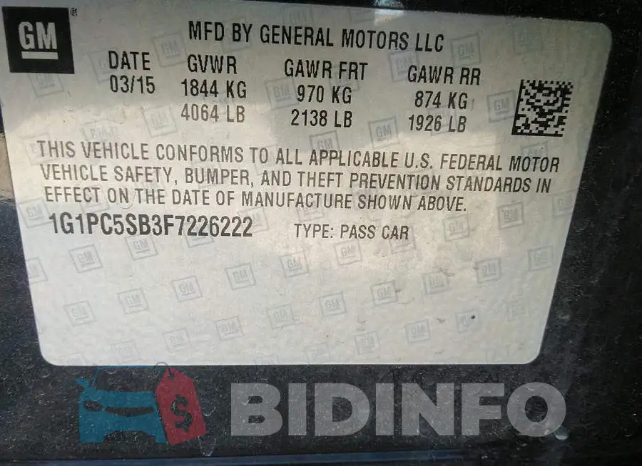 1G1PC5SB3F7226222 Photo# 9