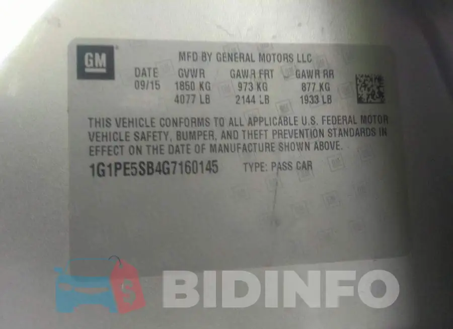 1G1PE5SB4G7160145 Photo# 9