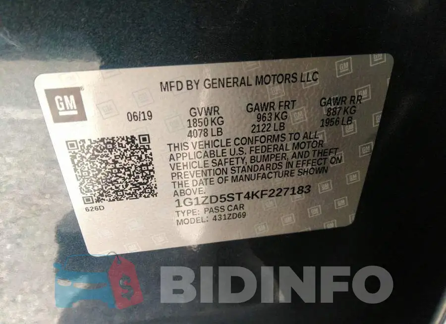 1G1ZD5ST4KF227183 Photo# 9