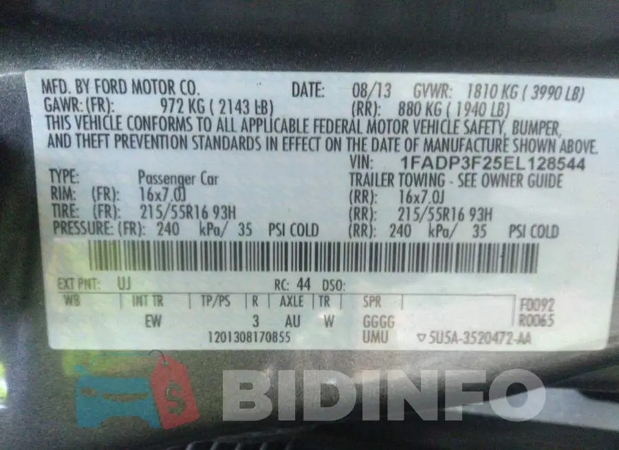 1FADP3F25EL128544 Photo# 9