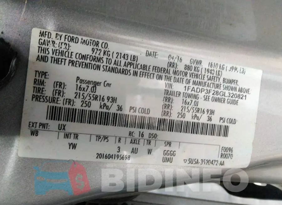 1FADP3F28GL320821 Photo# 9