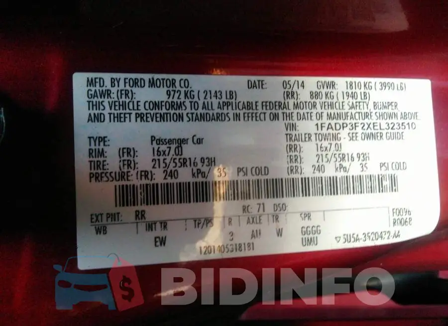 1FADP3F2XEL323510 Photo# 9