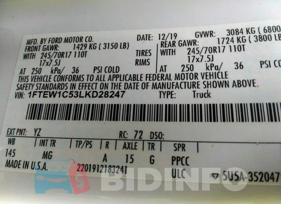 1FTEW1C53LKD28247 Photo# 9