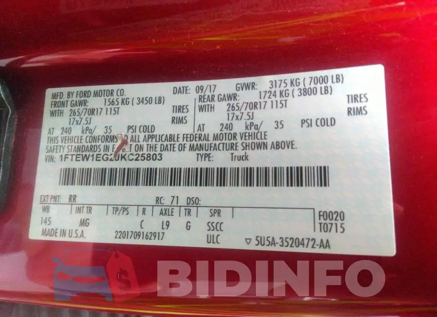 1FTEW1EG2JKC25803 Photo# 9