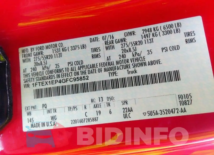 1FTEX1EP4GFC95852 Photo# 9