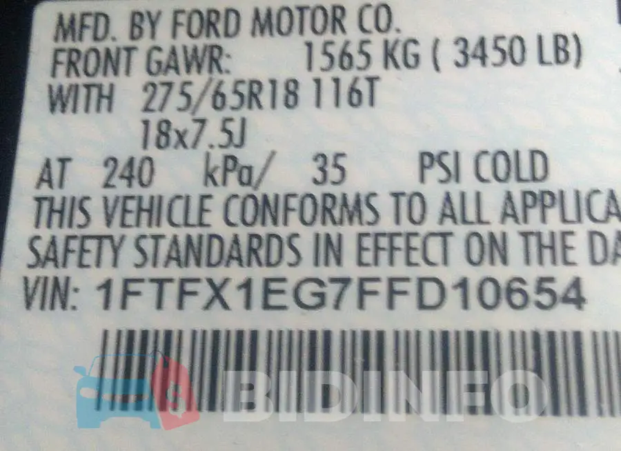 1FTFX1EG7FFD10654 Photo# 9