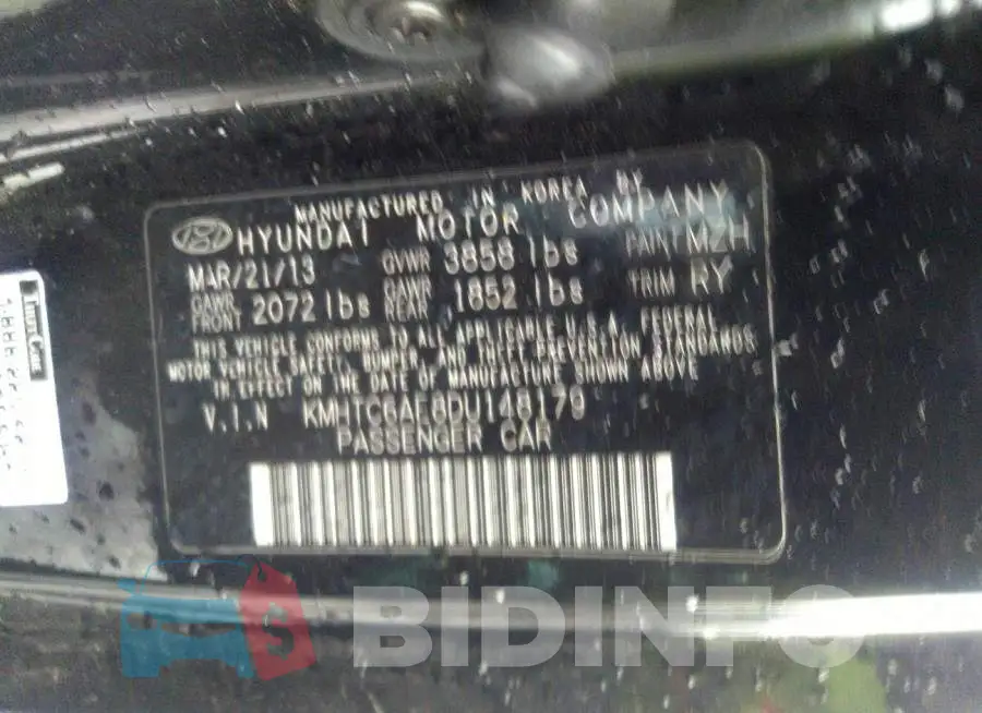 KMHTC6AE8DU148179 Photo# 9