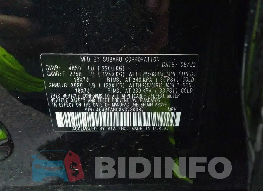4S4BTANC8N3280082 Photo# 9