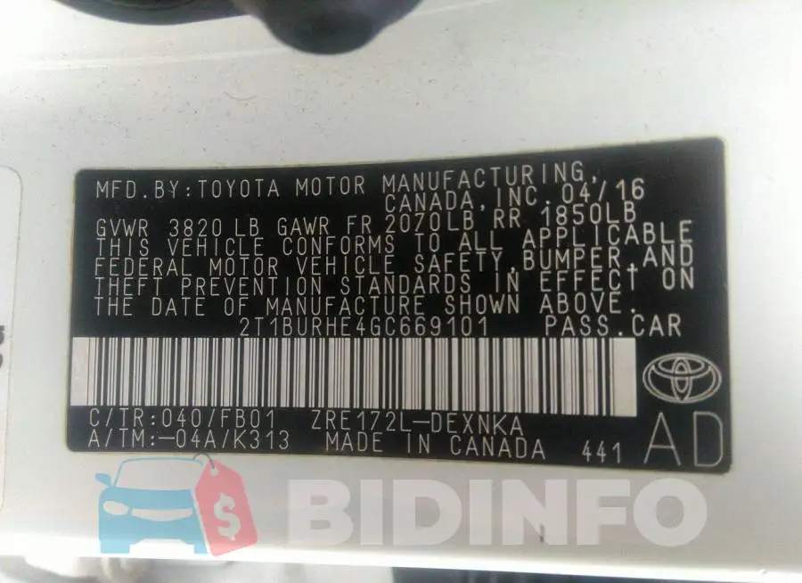 2T1BURHE4GC669101 Photo# 9