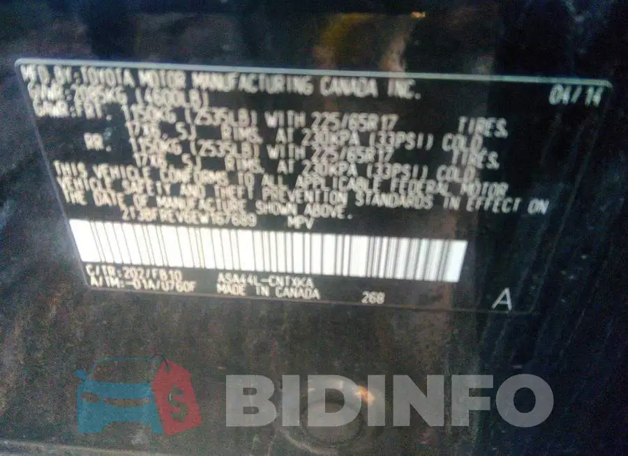 2T3BFREV6EW167689 Photo# 9