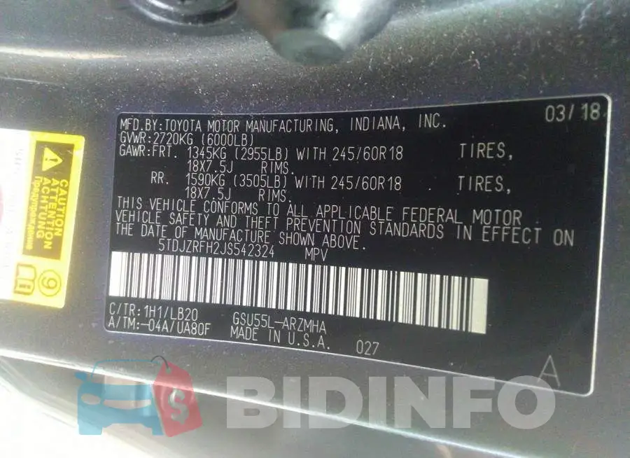 5TDJZRFH2JS542324 Photo# 9