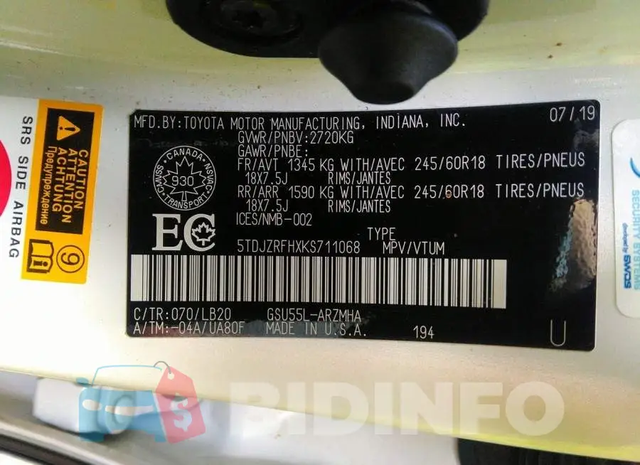 5TDJZRFHXKS711068 Photo# 9