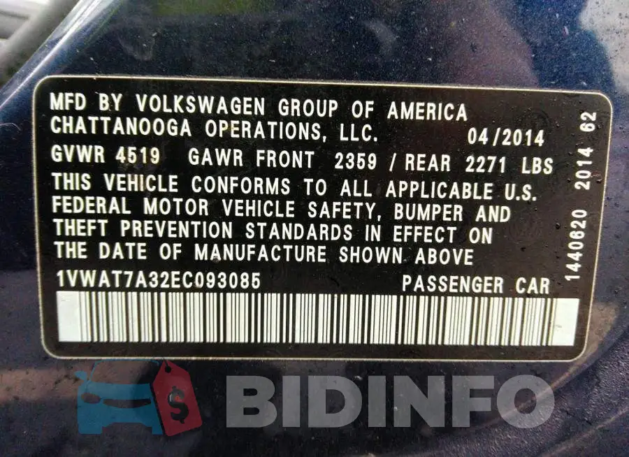 1VWAT7A32EC093085 Photo# 9