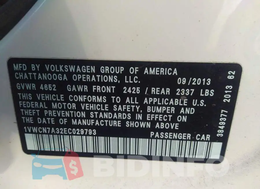 1VWCN7A32EC029793 Photo# 9