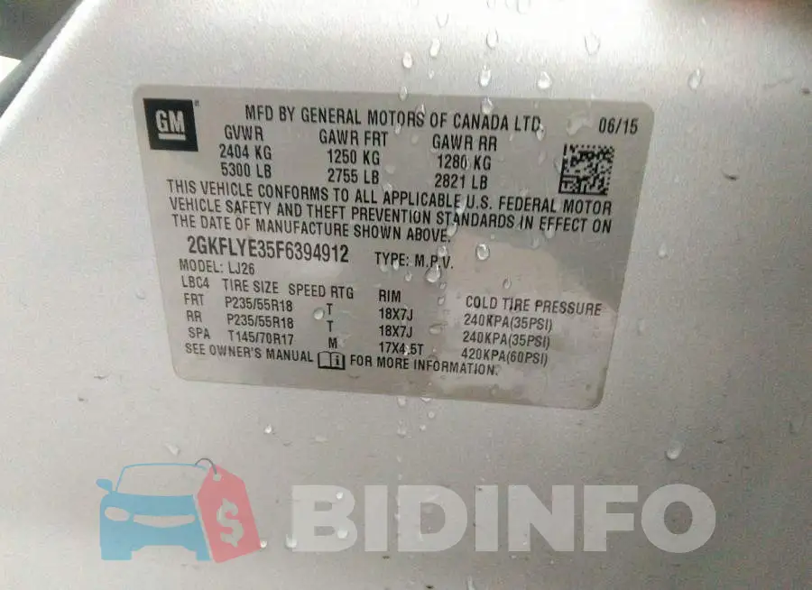 2GKFLYE35F6394912 Photo# 9