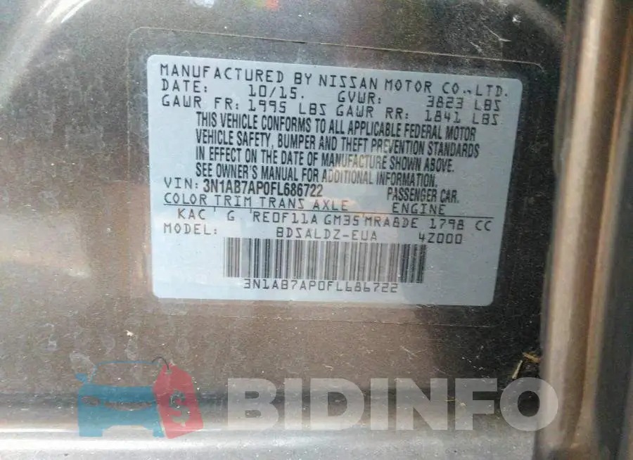 3N1AB7AP0FL686722 Photo# 9