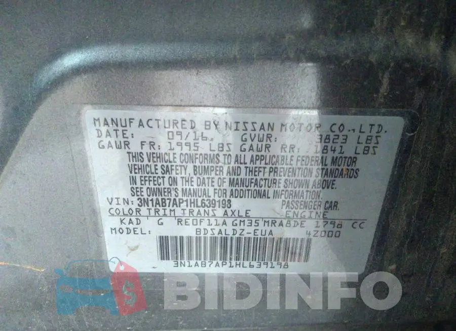 3N1AB7AP1HL639198 Photo# 9
