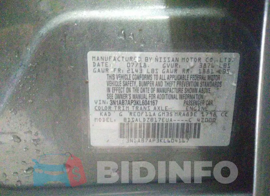 3N1AB7AP3KL604167 Photo# 9