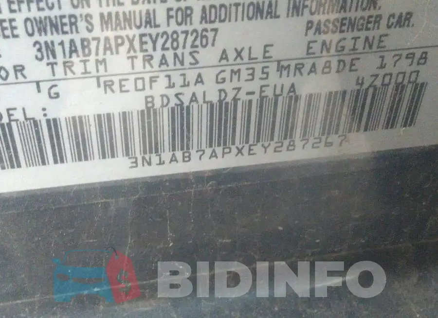 3N1AB7APXEY287267 Photo# 9