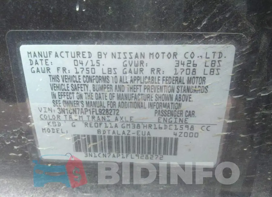 3N1CN7AP1FL928272 Photo# 9