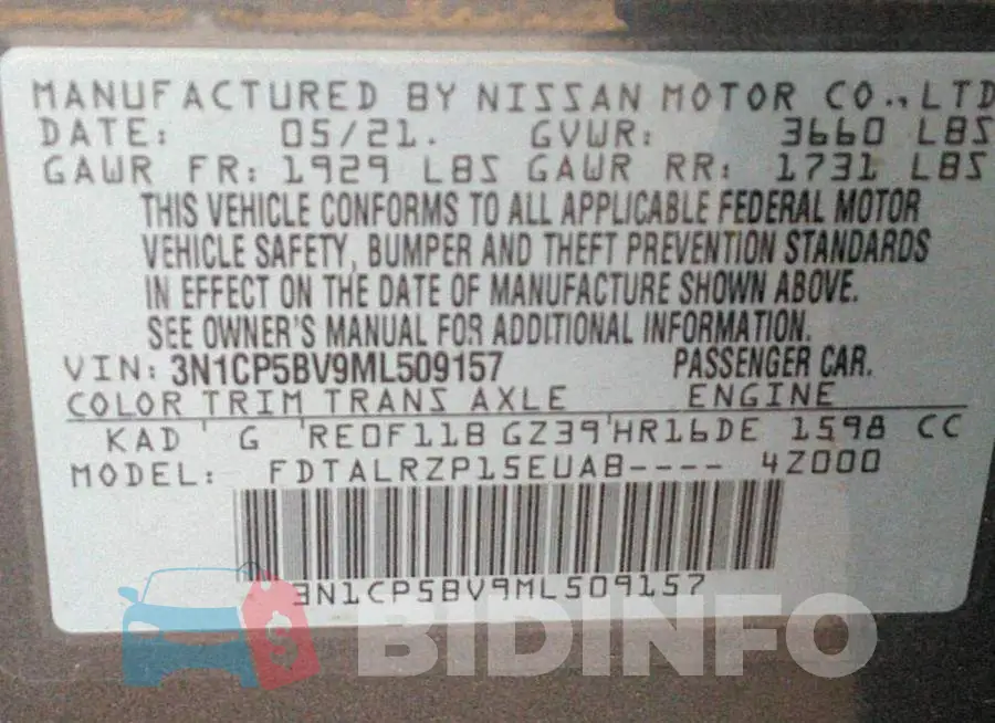 3N1CP5BV9ML509157 Photo# 9