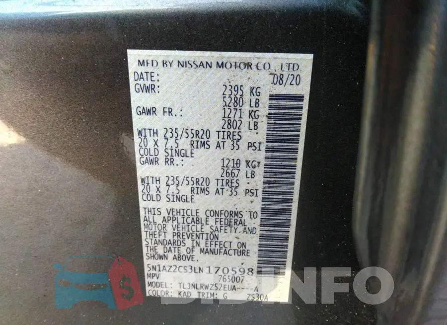 5N1AZ2CS3LN170598 Photo# 9