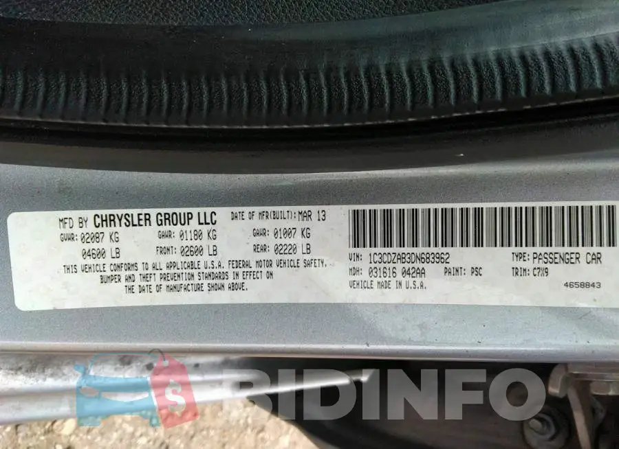 1C3CDZAB3DN683962 Photo# 9