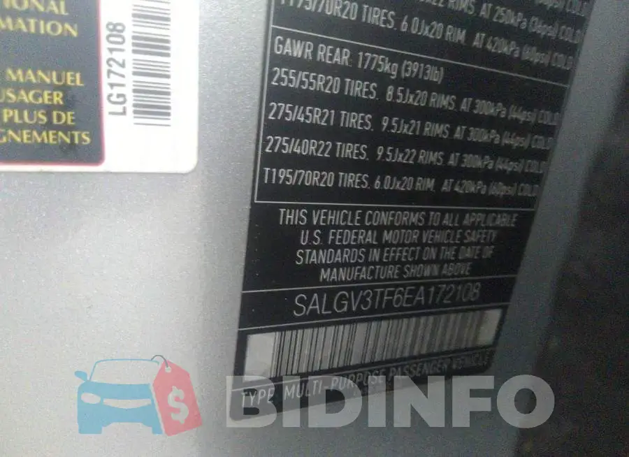 SALGV3TF6EA172108 Photo# 9