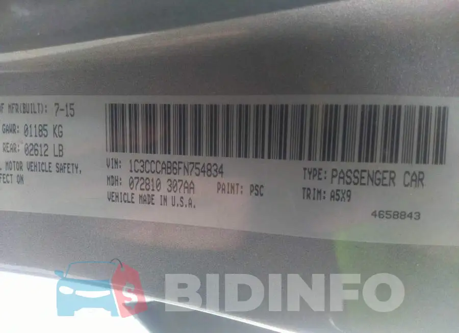 1C3CCCAB6FN754834 Photo# 9