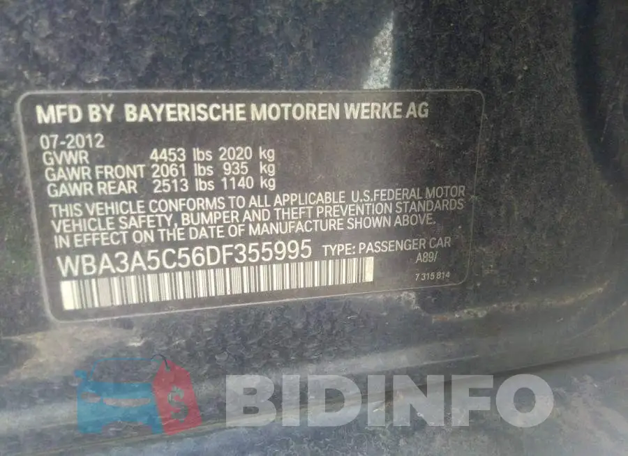 WBA3A5C56DF355995 Photo# 9