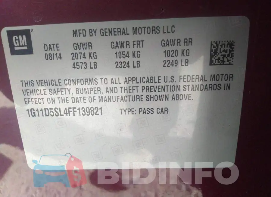 1G11D5SL4FF139821 Photo# 9