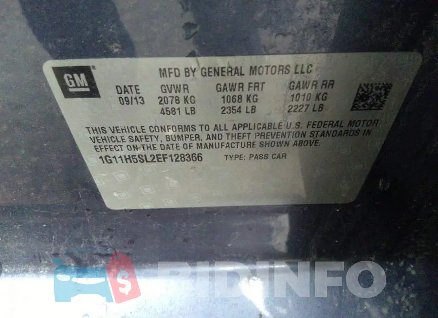 1G11H5SL2EF128366 Photo# 9