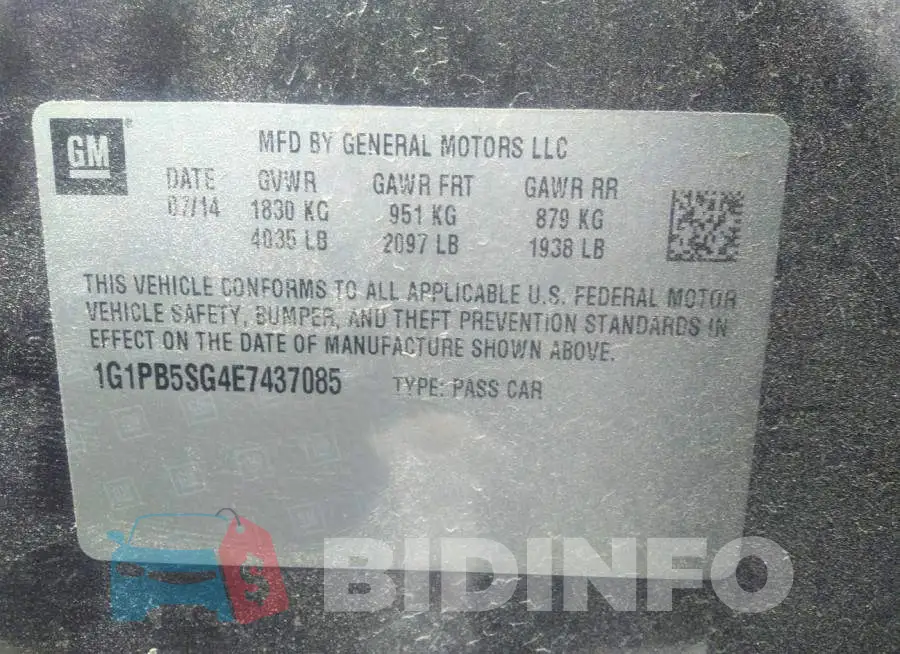 1G1PB5SG4E7437085 Photo# 9