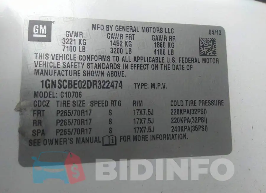 1GNSCBE02DR322474 Photo# 9