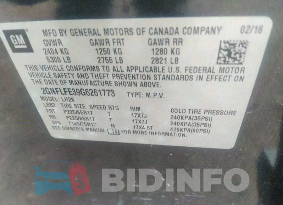 2GNFLFE39G6261773 Photo# 9