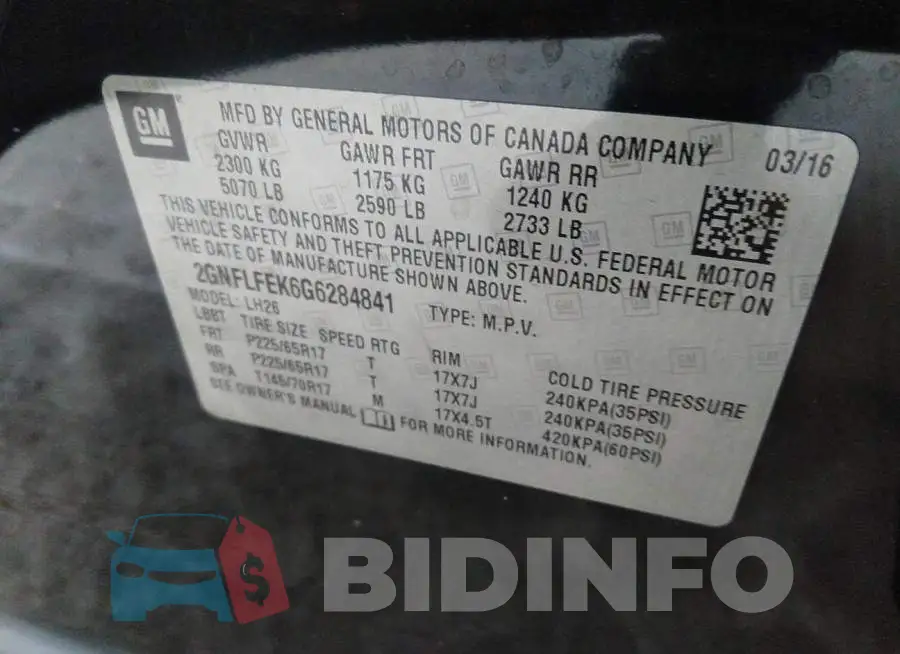 2GNFLFEK6G6284841 Photo# 9