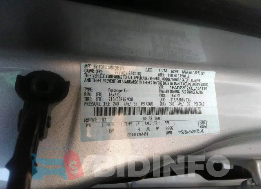 1FADP3F2XEL451729 Photo# 9