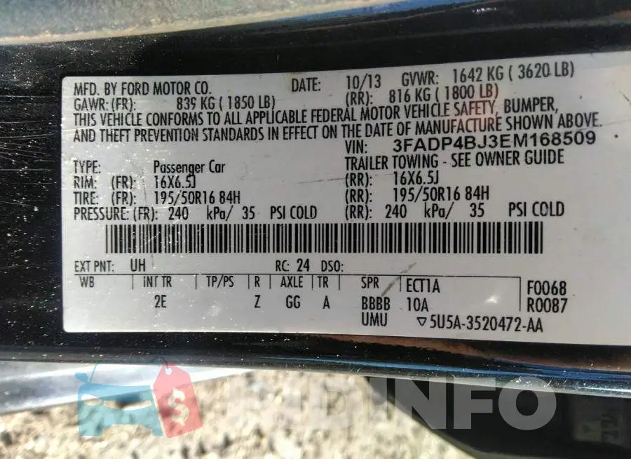 3FADP4BJ3EM168509 Photo# 9
